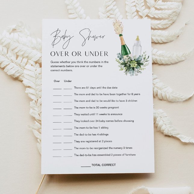 REMY Baby Over Or Under Baby Shower Game Card (Creator Uploaded)