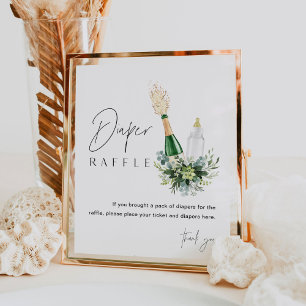 REMY Poppin Bottles Diaper Raffle Baby Shower Sign