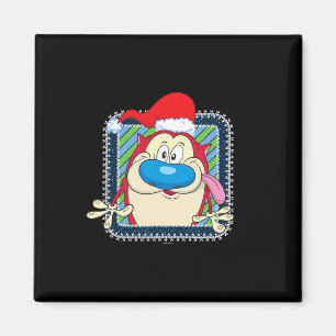 Ren And Stimpy Festive Christmas Santa Hat Stimpy Magnet