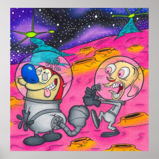 Ren and Stimpy Trippy Space Planet Poster (Front)