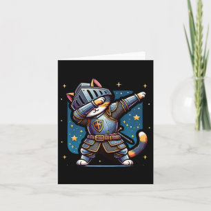 Ren Faire Mediaeval Knight Dabbing Cat Kitten Funn Card