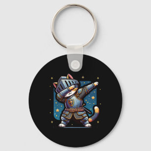 Ren Faire Mediaeval Knight Dabbing Cat Kitten Funn Key Ring