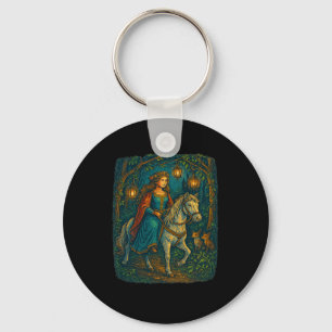 Ren Faire Mediaeval Lady Horseback Riding In Encha Key Ring