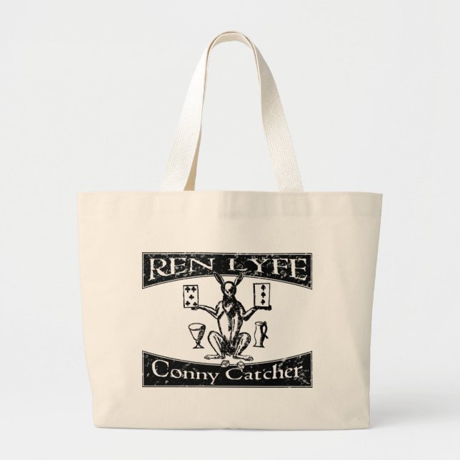 Ren Lyfe: Distressed Robert Greene Conny-Catcher Large Tote Bag (Front)