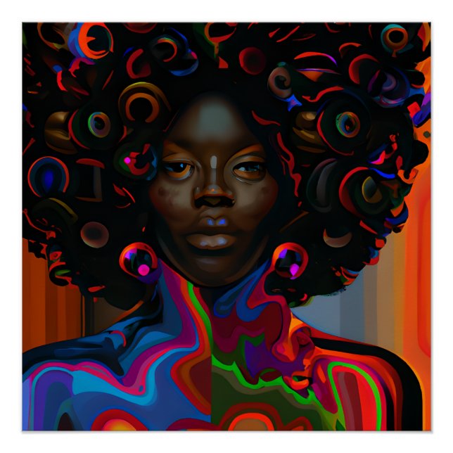 Rena Queen Auburn Brown Hair Black Melanin Afro Poster (Front)
