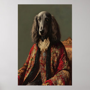 Renaissance Afghan Hound Portrait, Funny Animal Poster