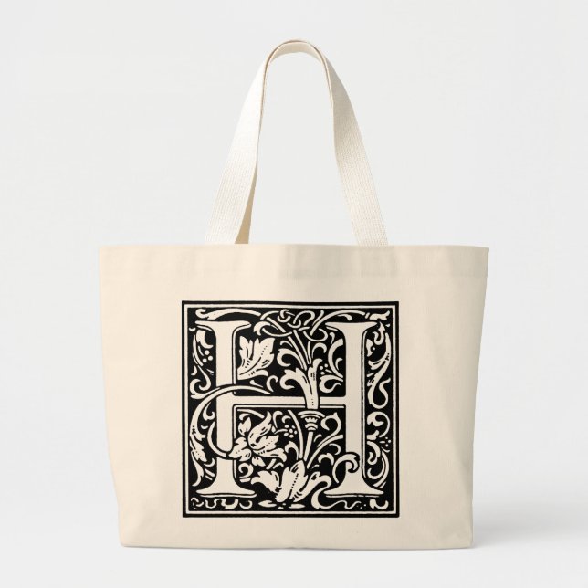 Renaissance Alphabet Letter H on Tote Bag (Front)