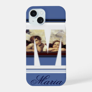 RENAISSANCE ANGEL M LETTER Winged Cherub Monogram iPhone 15 Case