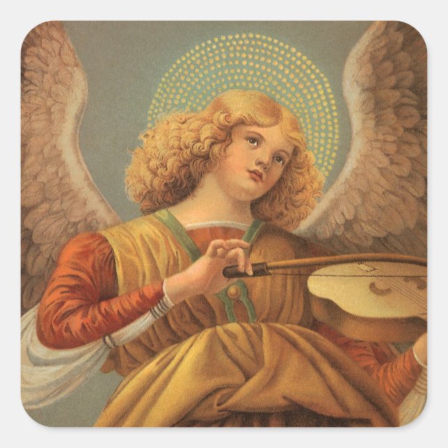Renaissance Angel Playing Violin Melozzo da Forli Square Sticker (Front)