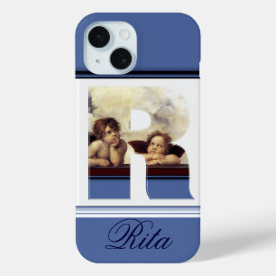 RENAISSANCE ANGEL R LETTER Winged Cherub Monogram iPhone 15 Case