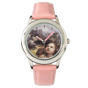 RENAISSANCE ANGEL WITH LANDSCAPE ,Pink Gemstones Watch