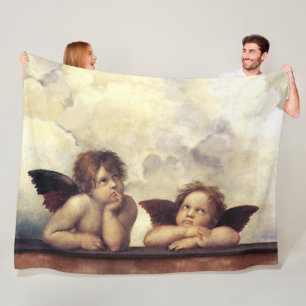 RENAISSANCE ANGELS Raffaello Sanzio,Winged Cherubs Fleece Blanket