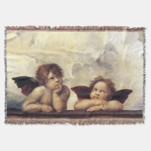 RENAISSANCE ANGELS Raffaello Sanzio,Winged Cherubs Throw Blanket