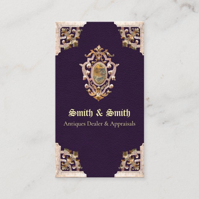 Renaissance Antique Style (Purple) Business Card (Front)