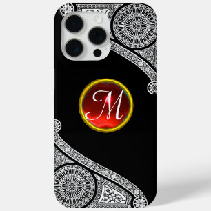 RENAISSANCE ARCHITECT Black White Red Gem Monogram iPhone 15 Pro Max Case