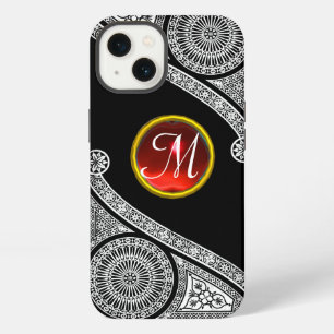RENAISSANCE ARCHITECT Black White Red Gem Monogram iPhone 13 Case