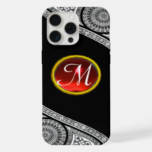 RENAISSANCE ARCHITECT Black White Red Gem Monogram iPhone Case