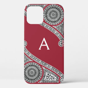 RENAISSANCE ARCHITECT Marsala Red Monogram iPhone 12 Pro Case