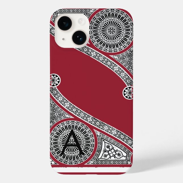 RENAISSANCE ARCHITECT Marsala Red Monogram Case-Mate iPhone Case (Back)