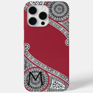 RENAISSANCE ARCHITECT Marsala Red Monogram iPhone 15 Pro Max Case