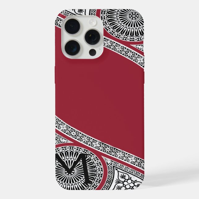 RENAISSANCE ARCHITECT Marsala Red Monogram iPhone Case (Back)