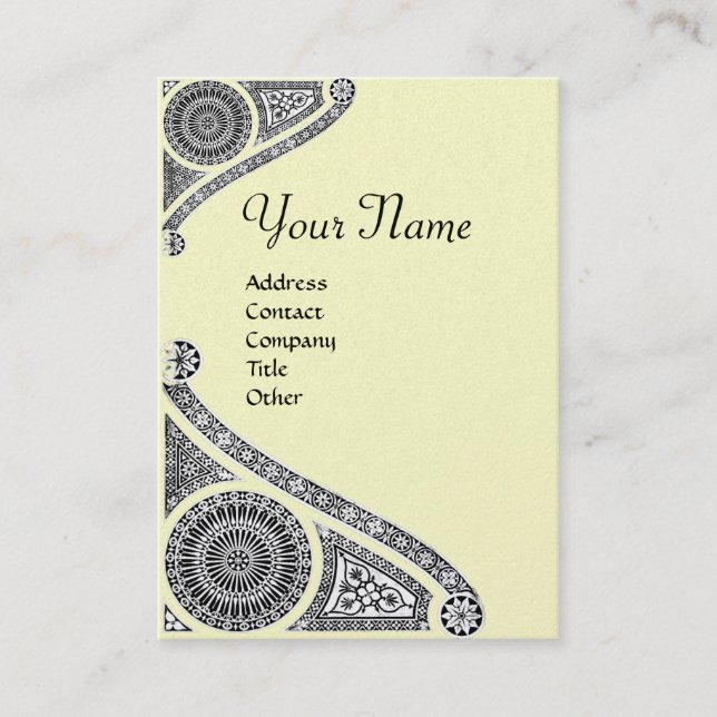 RENAISSANCE ARCHITECT MONOGRAM 4 Black Cream Pearl Business Card (Front)