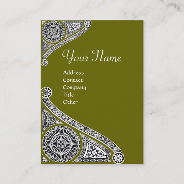 RENAISSANCE ARCHITECT MONOGRAM 4 green Business Card (Front)