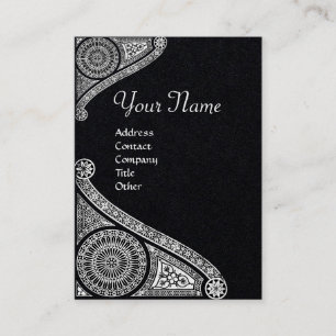 RENAISSANCE ARCHITECT MONOGRAM White Black Paper Business Card