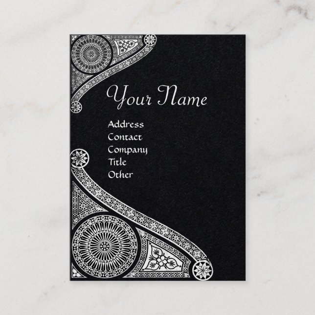RENAISSANCE ARCHITECT MONOGRAM White Black Paper Business Card (Front)