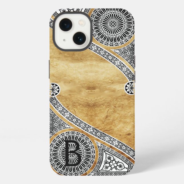 RENAISSANCE ARCHITECT Parchment Monogram  iPhone Case (Back)