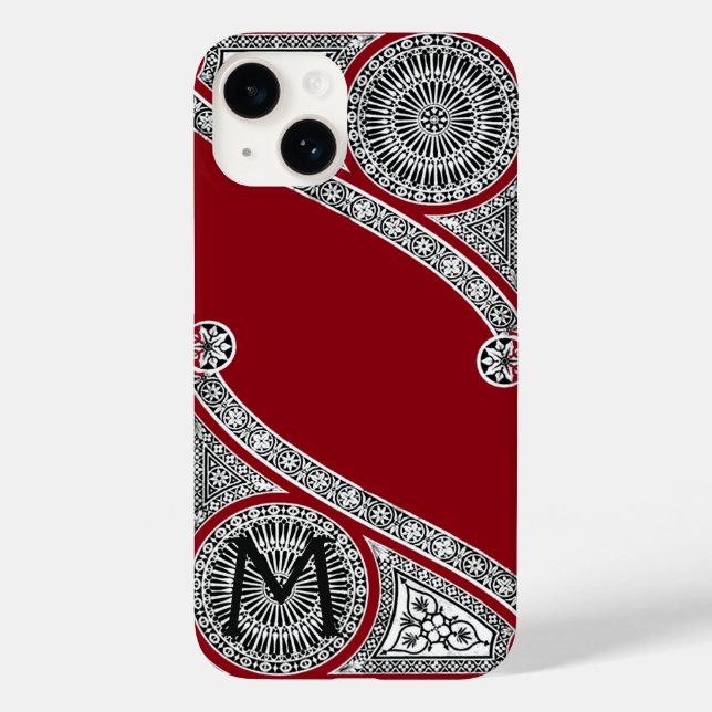 RENAISSANCE ARCHITECT Red Burgundy Monogram Case-Mate iPhone Case (Back)
