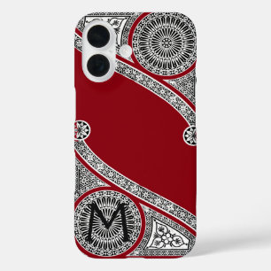 RENAISSANCE ARCHITECT Red Burgundy Monogram iPhone 16 Case