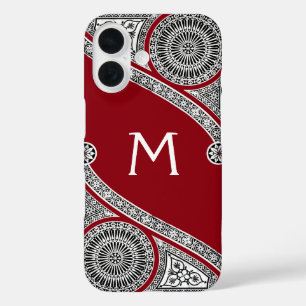 RENAISSANCE ARCHITECT Red Burgundy Monogram iPhone 16 Case