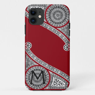RENAISSANCE ARCHITECT Red Burgundy Monogram iPhone 11 Case