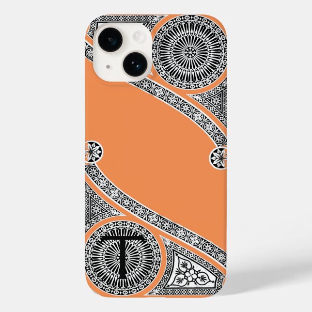 RENAISSANCE ARCHITECT Tangerine Orange Monogram Case-Mate iPhone Case (Back)