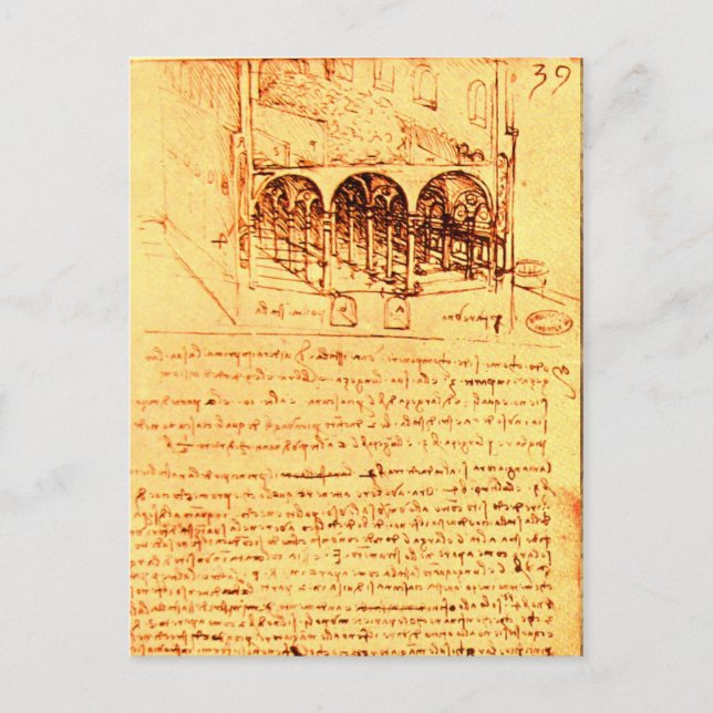 RENAISSANCE ARCHITECTURE ,Antique Parchment Postcard (Front)