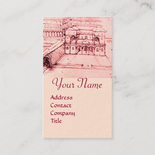 RENAISSANCE ARCHITECTURE,ARCHITECT, ENGINEER, Pink Business Card (Front)
