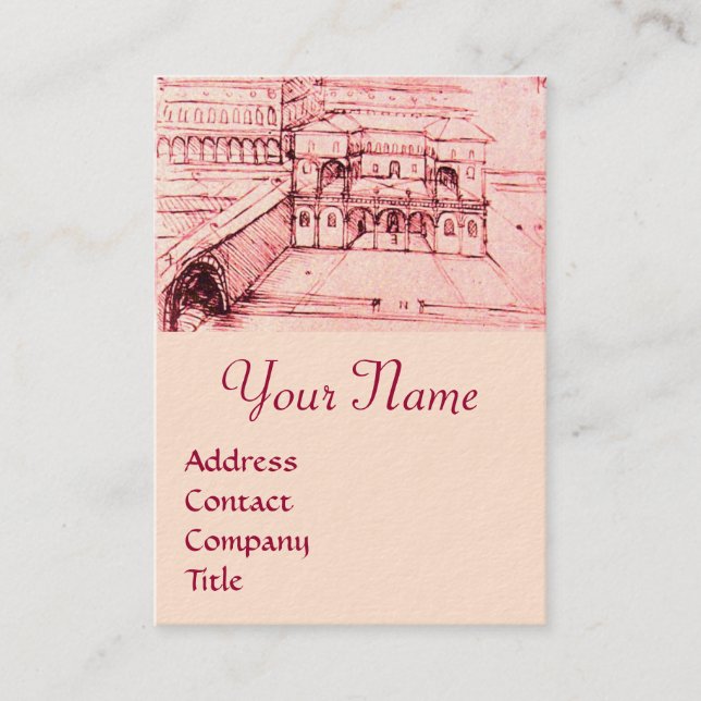RENAISSANCE ARCHITECTURE,ARCHITECT, ENGINEER, Pink Business Card (Front)