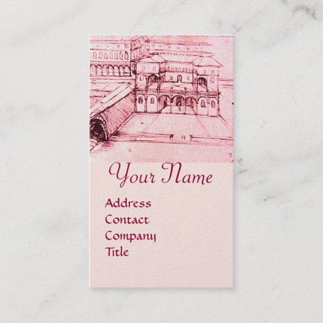 RENAISSANCE ARCHITECTURE,ARCHITECT, ENGINEER, Pink Business Card (Front)