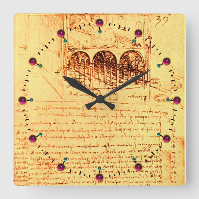 RENAISSANCE ARCHITECTURE,ARCHITECT SQUARE WALL CLOCK (Front)