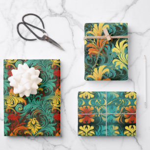 Renaissance Art Nouveau Gradient Wallpaper Design Wrapping Paper Sheet