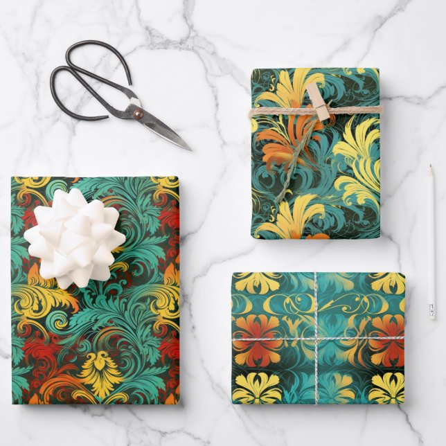 Renaissance Art Nouveau Gradient Wallpaper Design Wrapping Paper Sheet (Front)