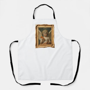 Renaissance Baby Cherub Holding Pizza Funny Apron