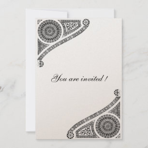 RENAISSANCE, Black and White Champagne Metallic Invitation
