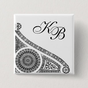 RENAISSANCE Black White Architectural Decor 15 Cm Square Badge