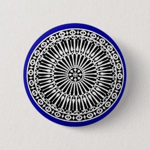 RENAISSANCE Black White Blue Architectural Decor 6 Cm Round Badge