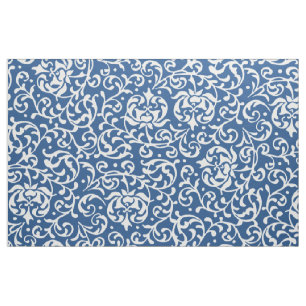 Renaissance Blue and White Floral Damask Fabric