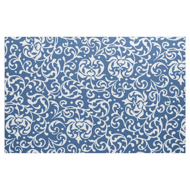 Renaissance Blue and White Floral Damask Fabric (Fat Quarter)