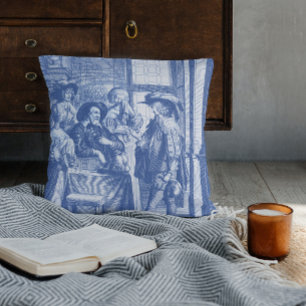 Renaissance Blue Toile The Prodigal Son Cushion