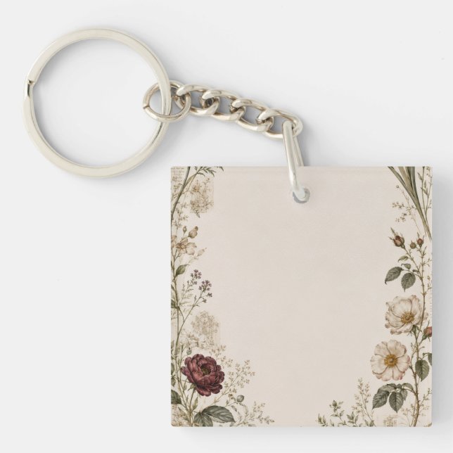 Renaissance Botanical Wedding Invitation Key Ring (Front)